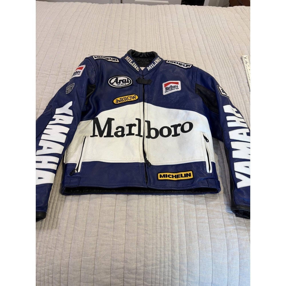 Miline Yamaha Marlboro Michelin Leather Superbike Racing Jacket Men's EU 54 XL